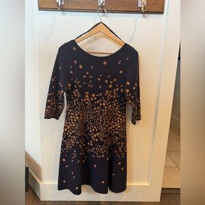 Anthropologie Navy and Orange Long Sleeve Dress